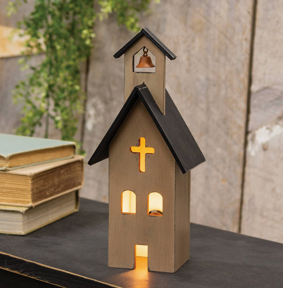 Primitive Wooden Church Sitter - 10.75”H