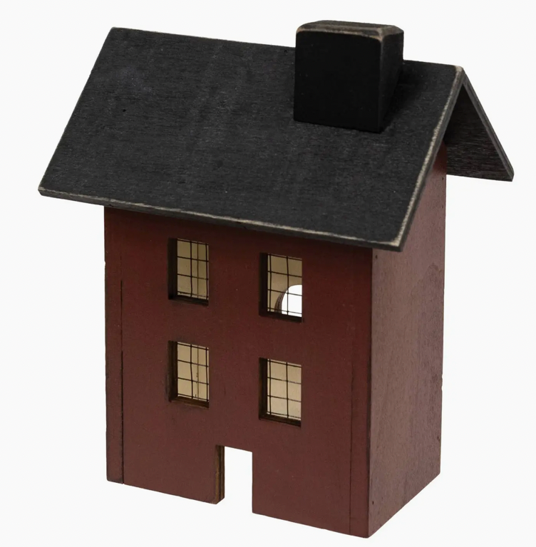 Primitive Wooden Red Saltbox Sitter - 7”H (Coming Soon)