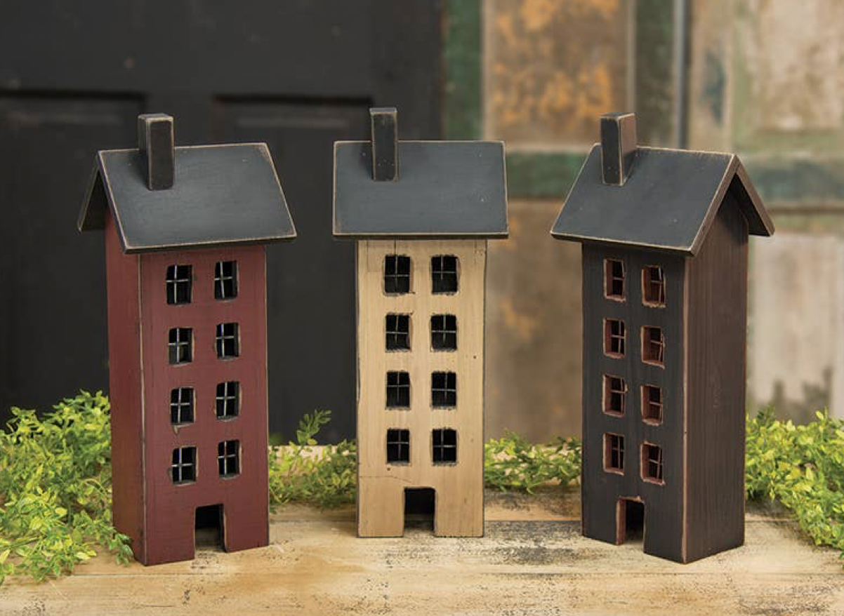 Tall Wood House Sitter - 17.5”H (sold individually)