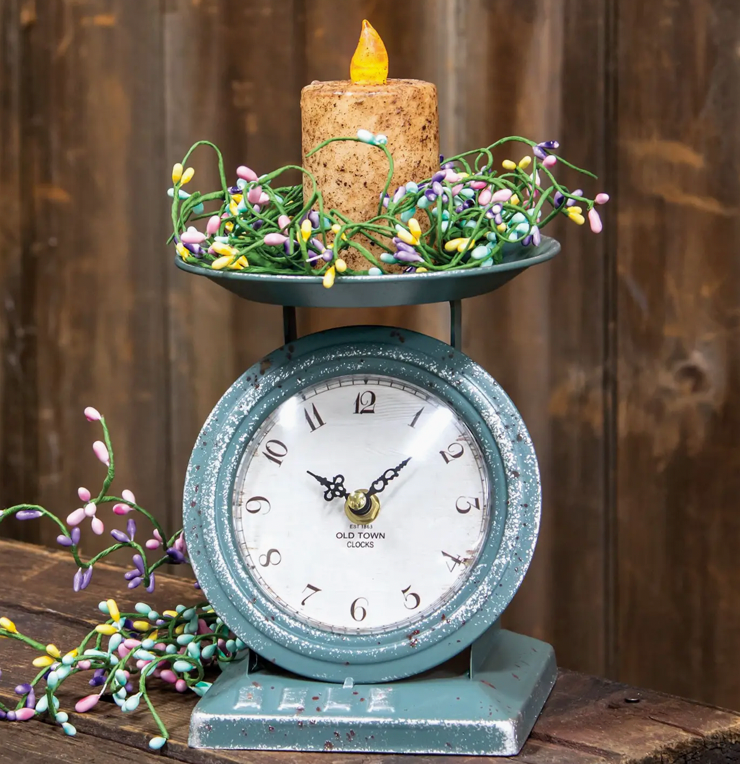 Vintage Blue Old Town Scale Clock – Ducks-n-Stuff