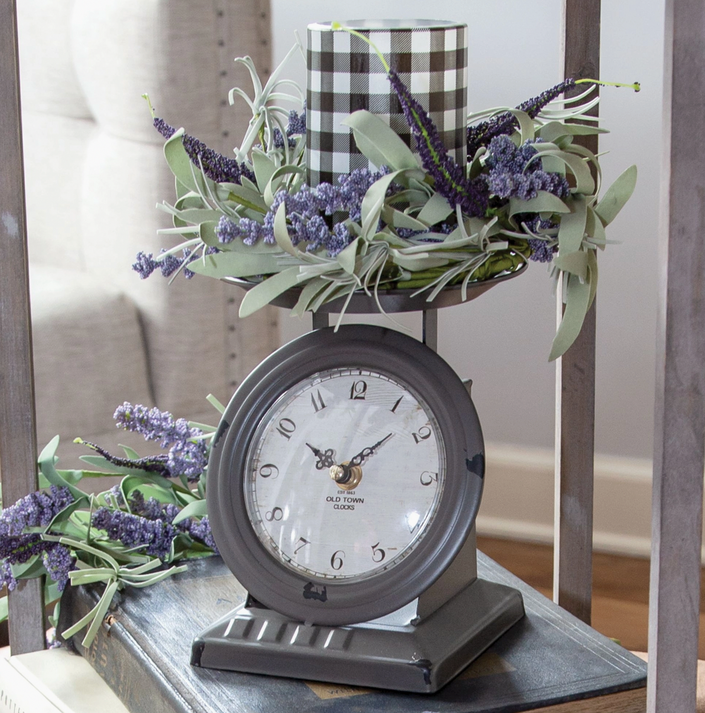 Vintage Dark Gray Old Town Scale Clock