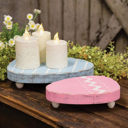 Distressed Wooden Chunky Easter Egg Risers (2pc-Set)