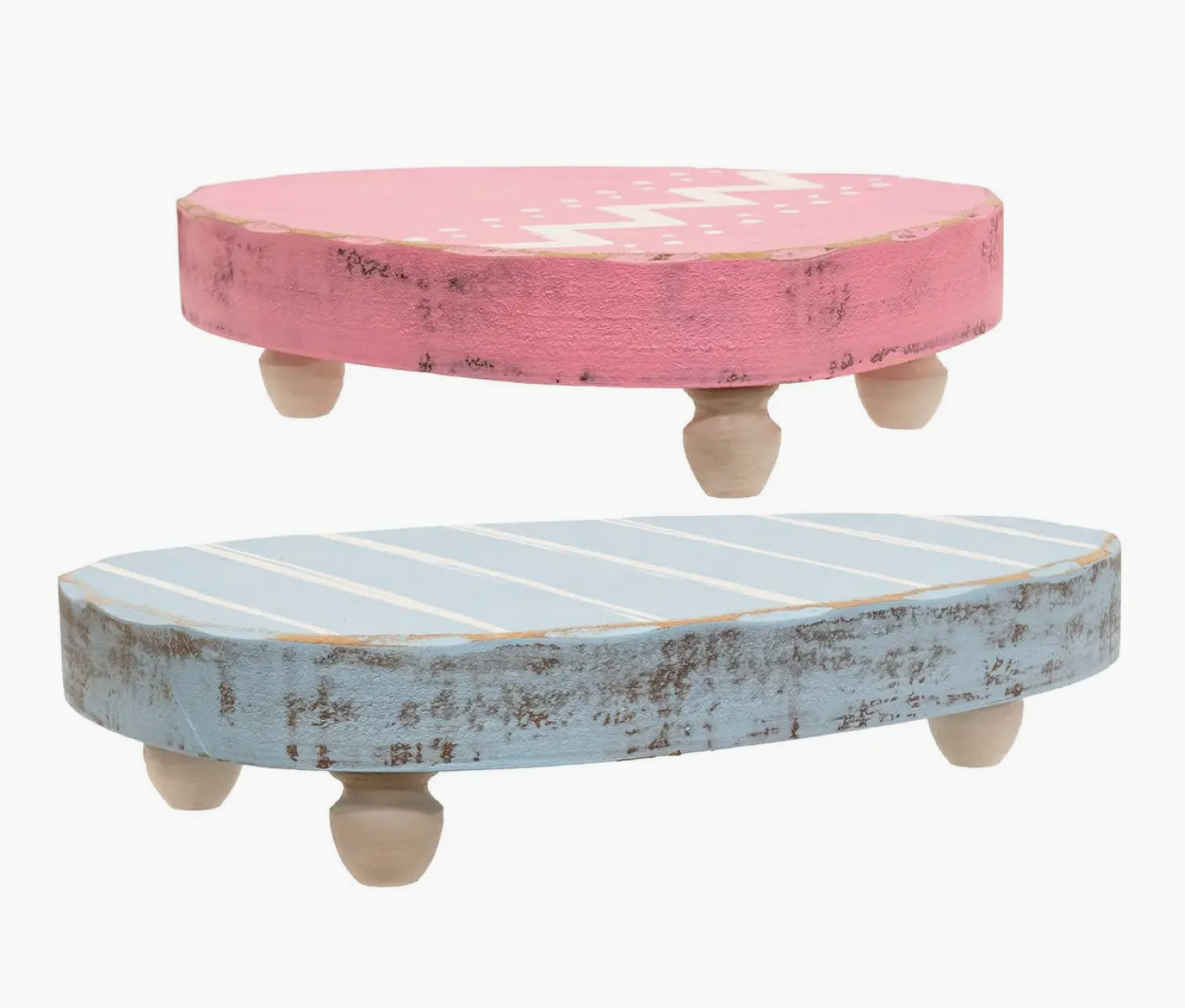Distressed Wooden Chunky Easter Egg Risers (2pc-Set)