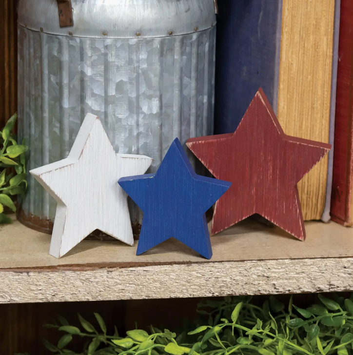 Wooden Red, White, & Blue Star Bundle - 3pc-Set