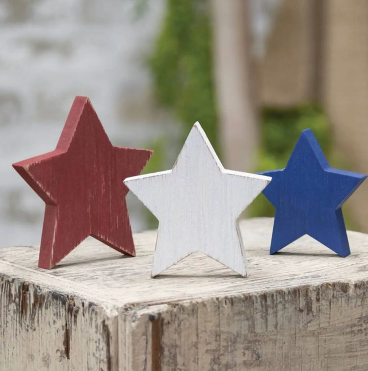 Wooden Red, White, & Blue Star Bundle - 3pc-Set