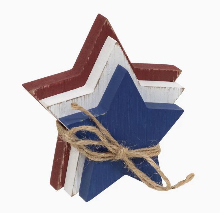 Wooden Red, White, & Blue Star Bundle - 3pc-Set