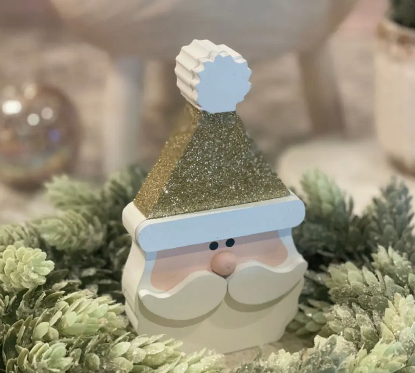 Gold Glitter Santa Christmas Cutout