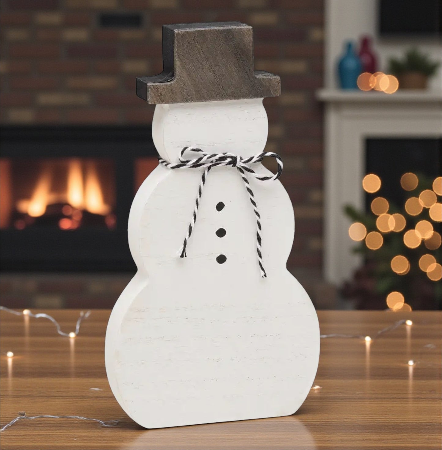 White Wash Snowman Christmas Cutout
