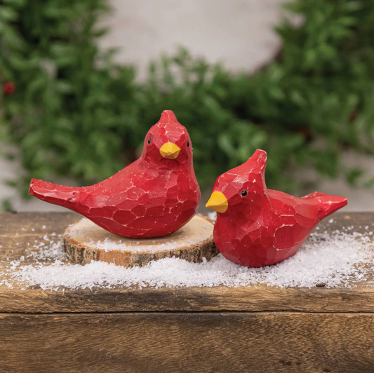 Wood Carved Cardinal Sitter (2 options) Sold Individually