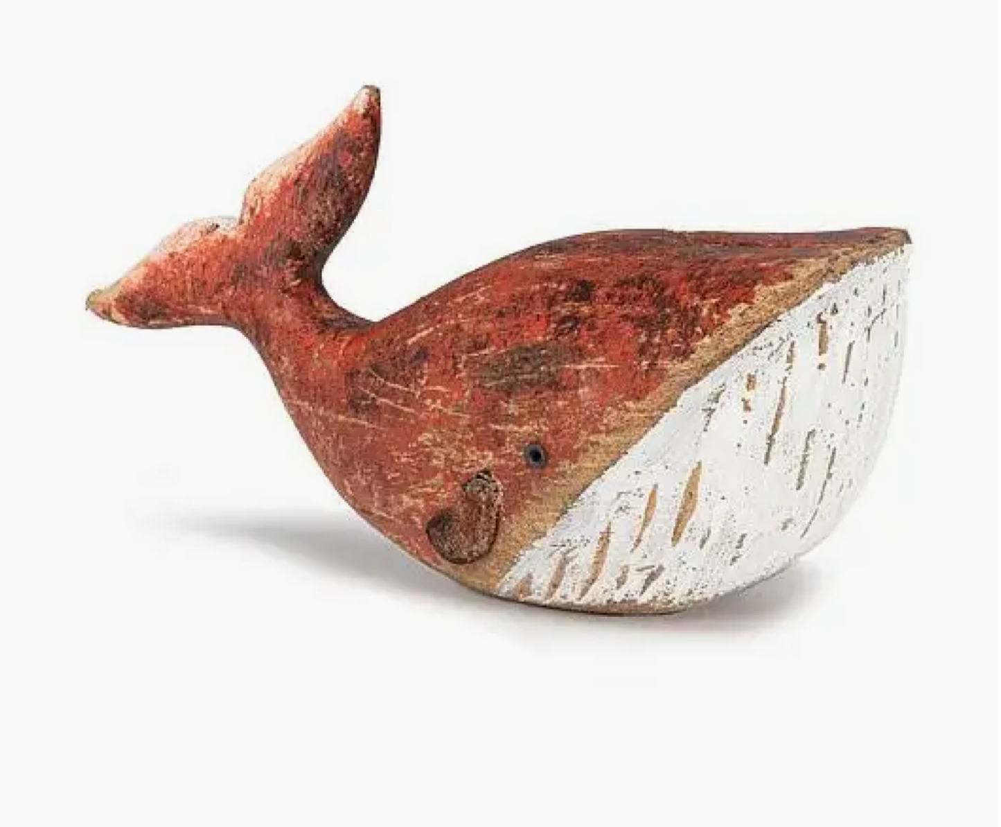 Mini Red Carved Whale-6"L