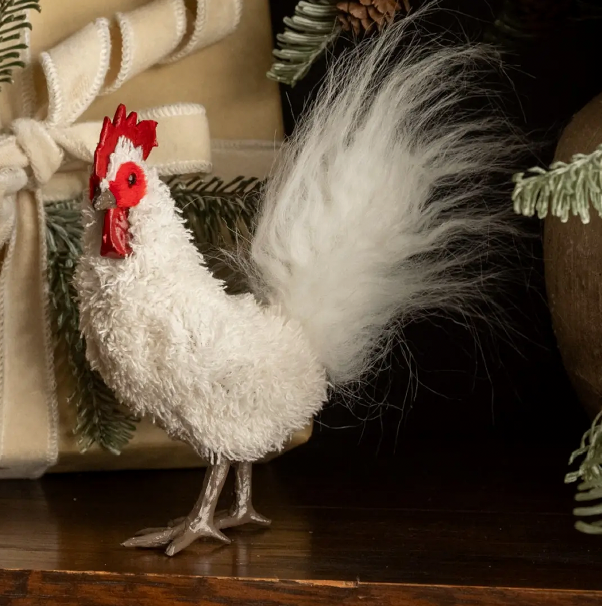 6" Standing White Rooster