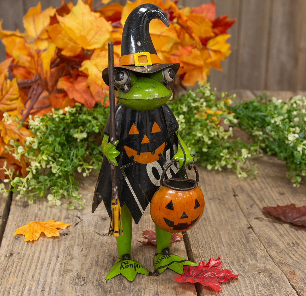 Recycled Metal Matilda Frog Halloween Witch