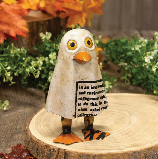 Recycled Metal Baby Boo Halloween Duck