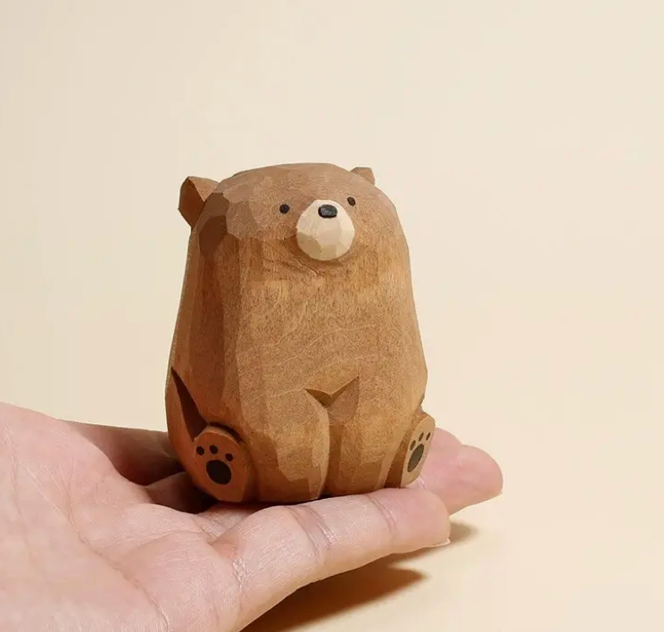 Hand Crafted Wooden Bear Ornament