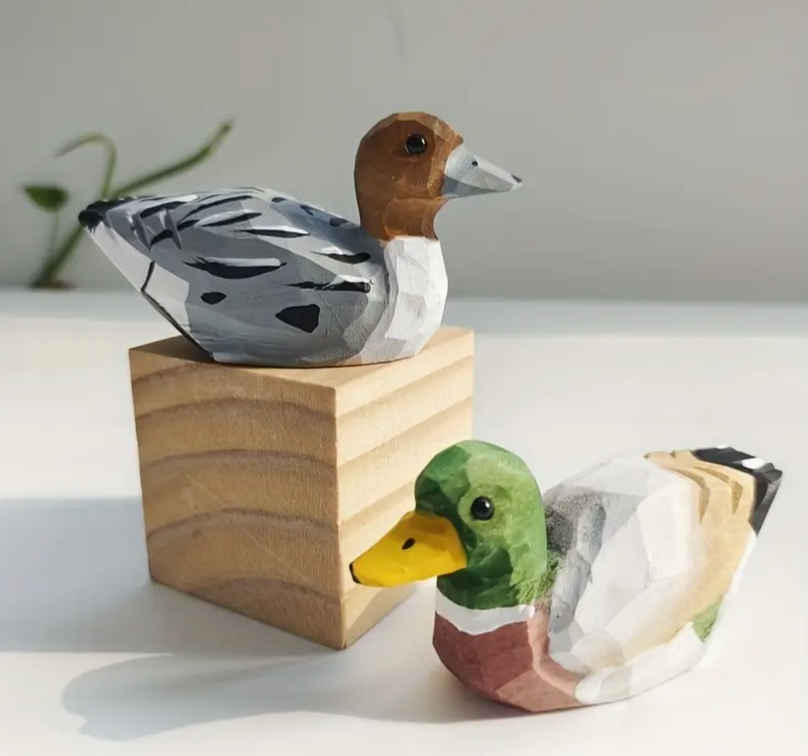 Hand Crafted Sitting Wooden Mallard