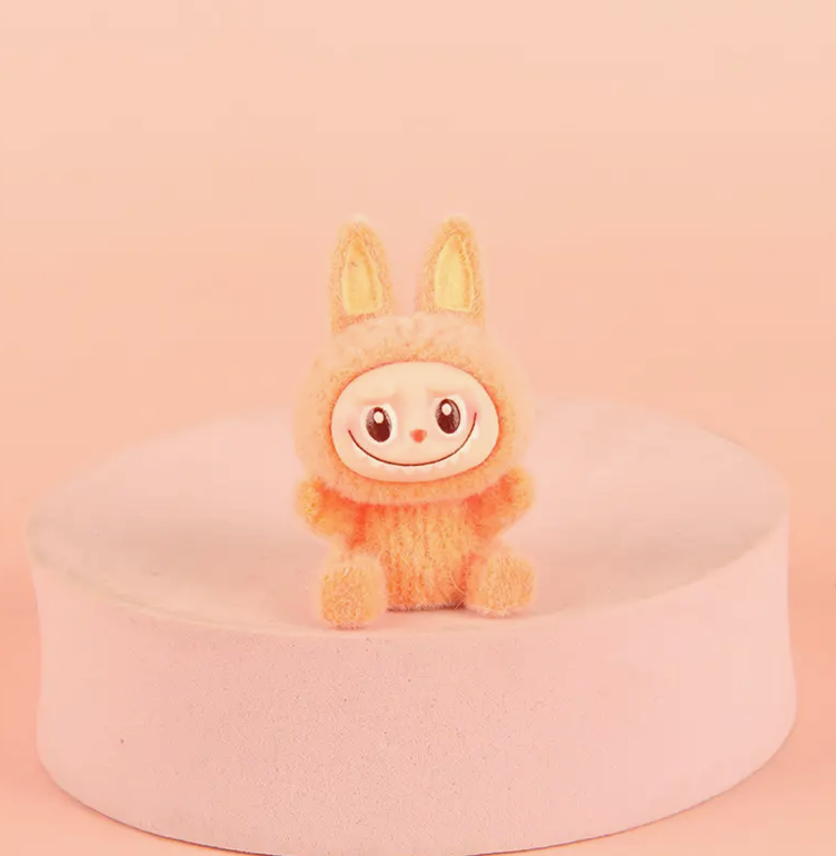 Flocked Sitting Mini Labubu Figurines Colorful Collectible Desk Toys