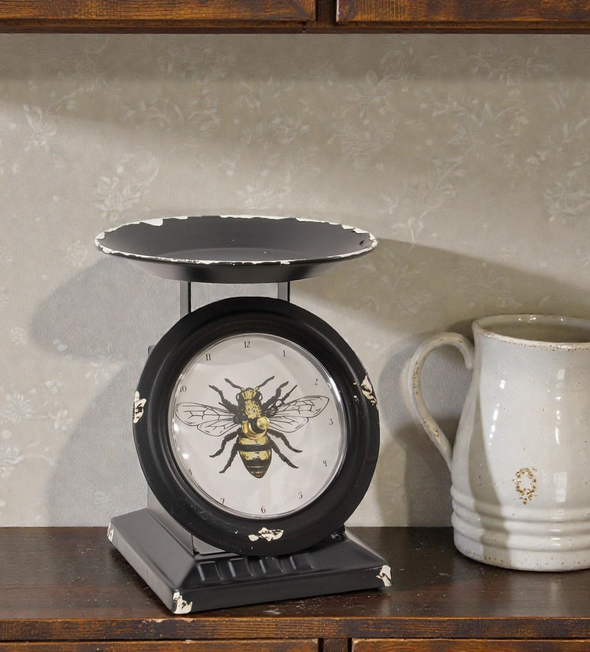 Vintage Bee Black Old Town Scale Clock