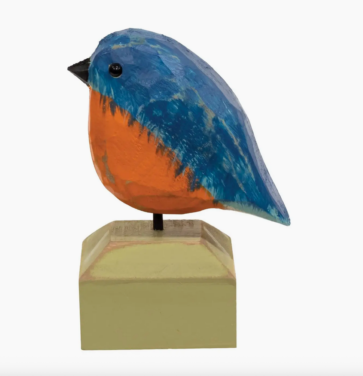 Carved Chunky Wood Bluebird On Base