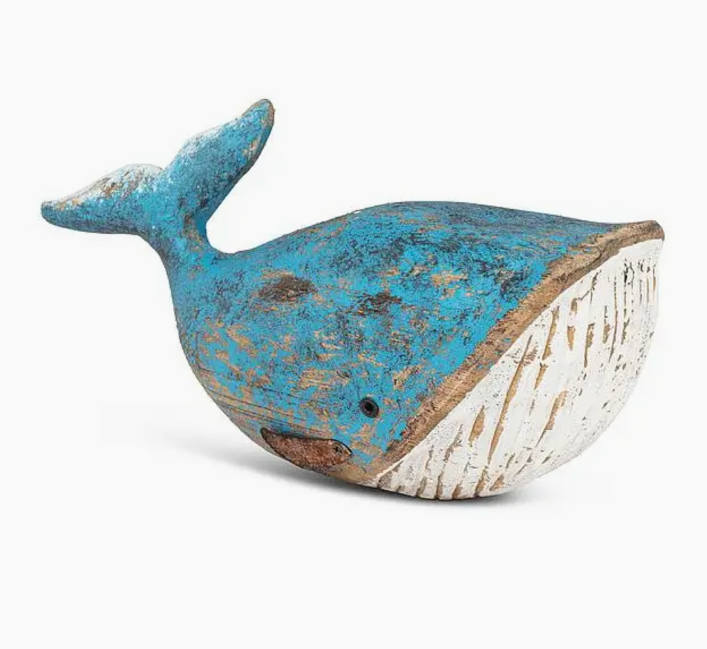 Small Blue Carved Whale-7.5"L