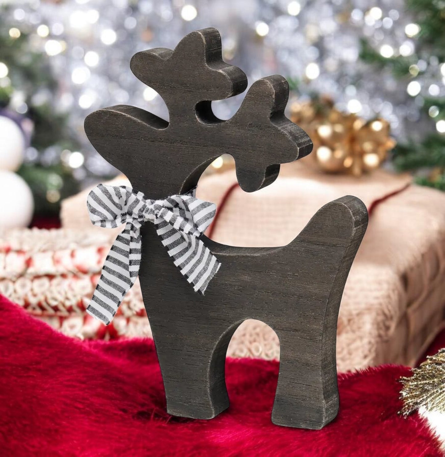 Black & White Washed Christmas Reindeer Sitters (sold individually)