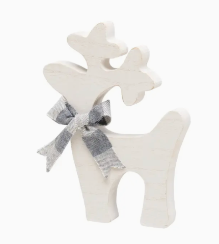 Black & White Washed Christmas Reindeer Sitters (sold individually)