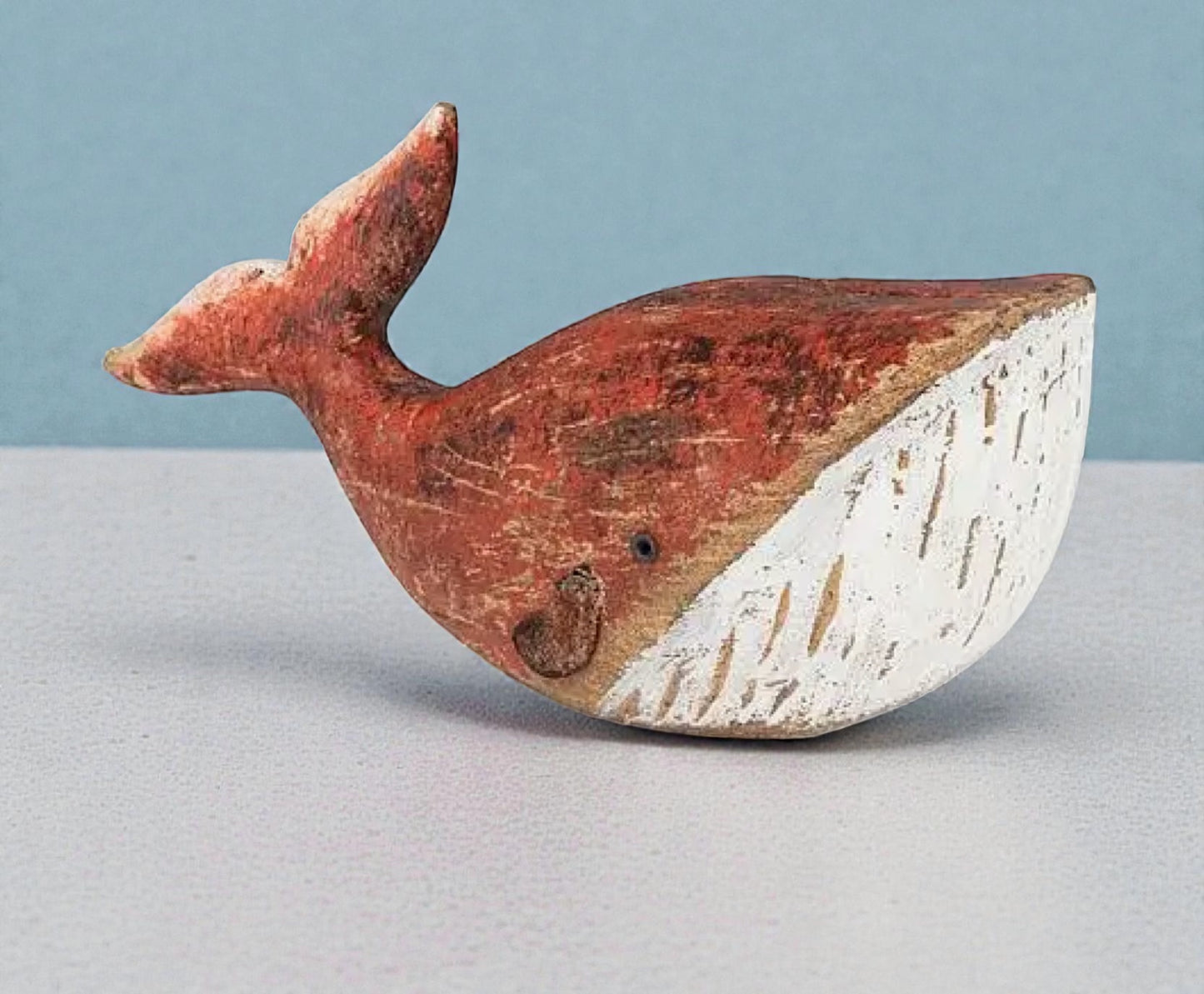 Mini Red Carved Whale-6"L