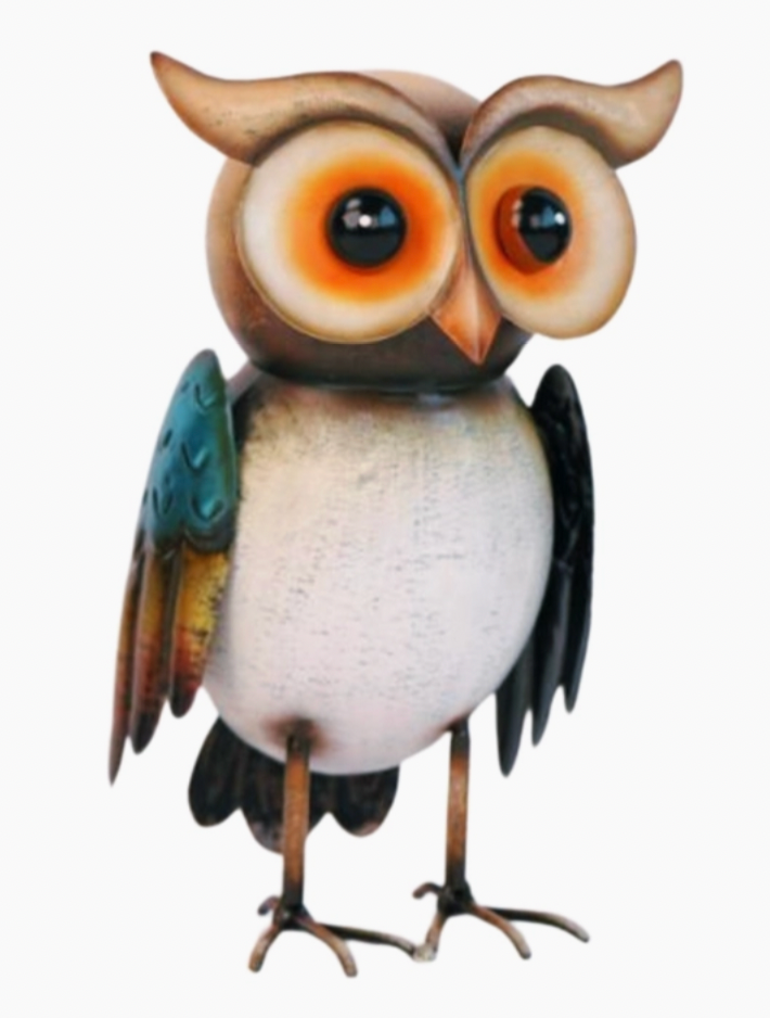 Colorful Metal Owl-Garden-Handmade-Yard Art