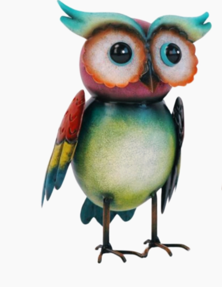 Colorful Metal Owl-Garden-Handmade-Yard Art