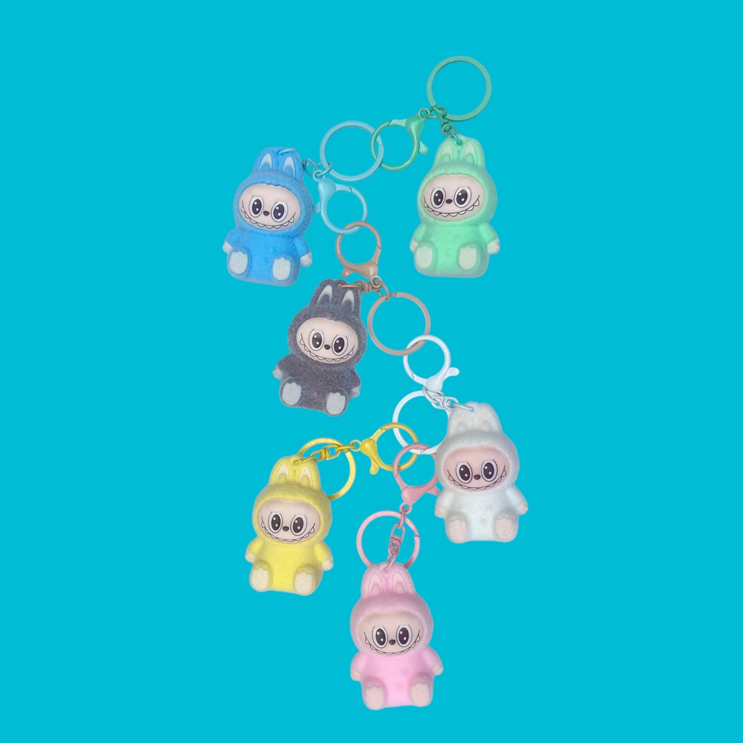 Flocked Mini Labubu Key Chain