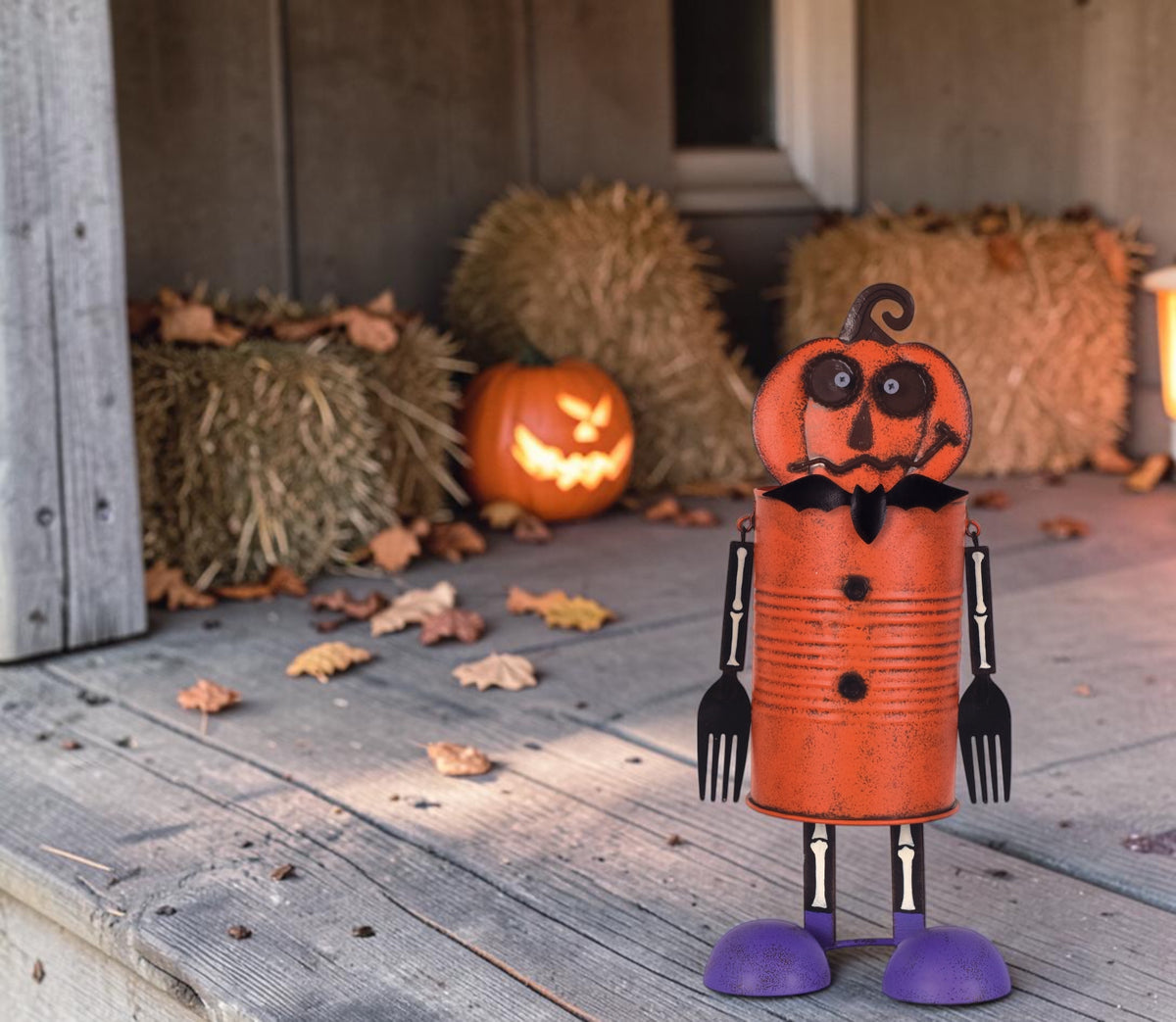 Pumpkin-Can Porch Tabletop Sitter